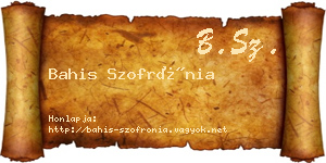 Bahis Szofrónia névjegykártya